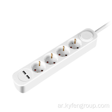 4-etlet schuko مع مزدوج USB النوع أ